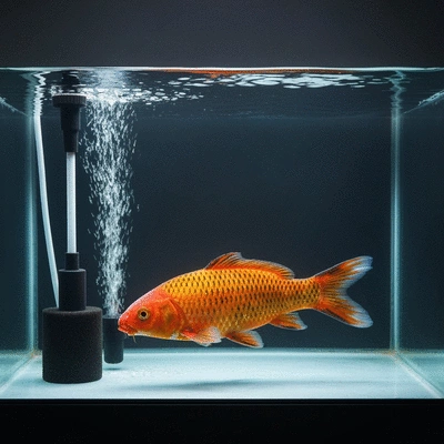 Koi fish in a quarantine tank with filtration system
